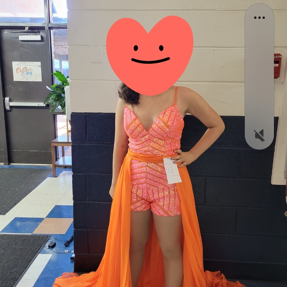 Jovani Pink and Orange Jumpsuit Romper